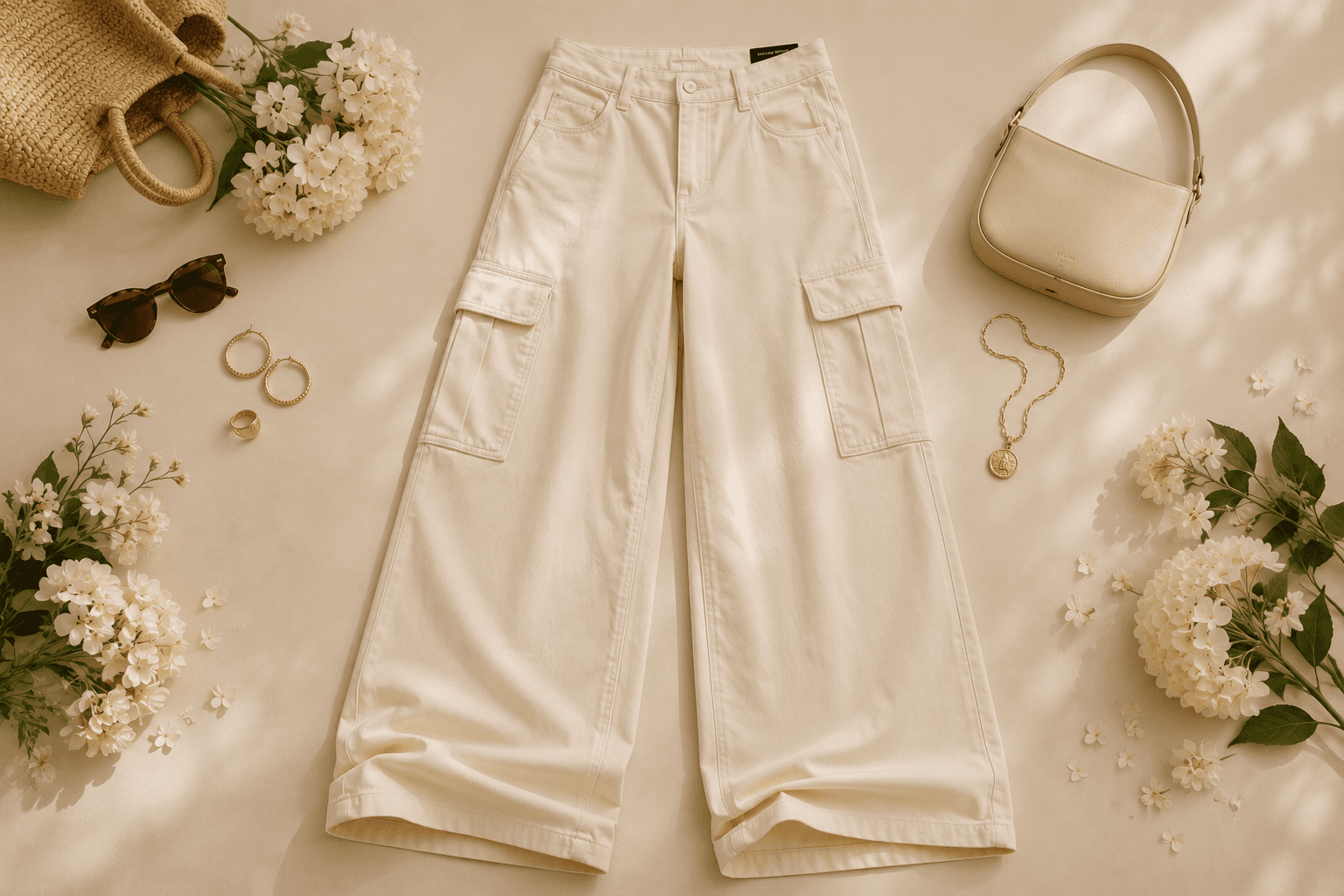 Low-Rise Cargo Wide-Leg